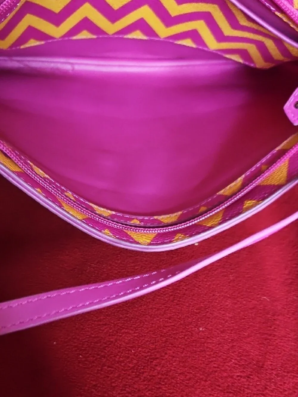 Vera Bradley Pink and Yellow Chevron Crossbody Purse